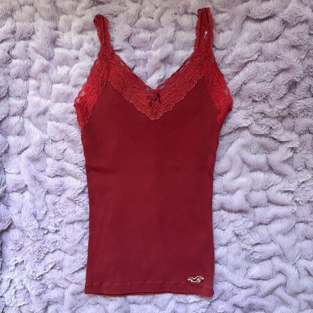 Hollister Crimson Lace-Trim Camisole